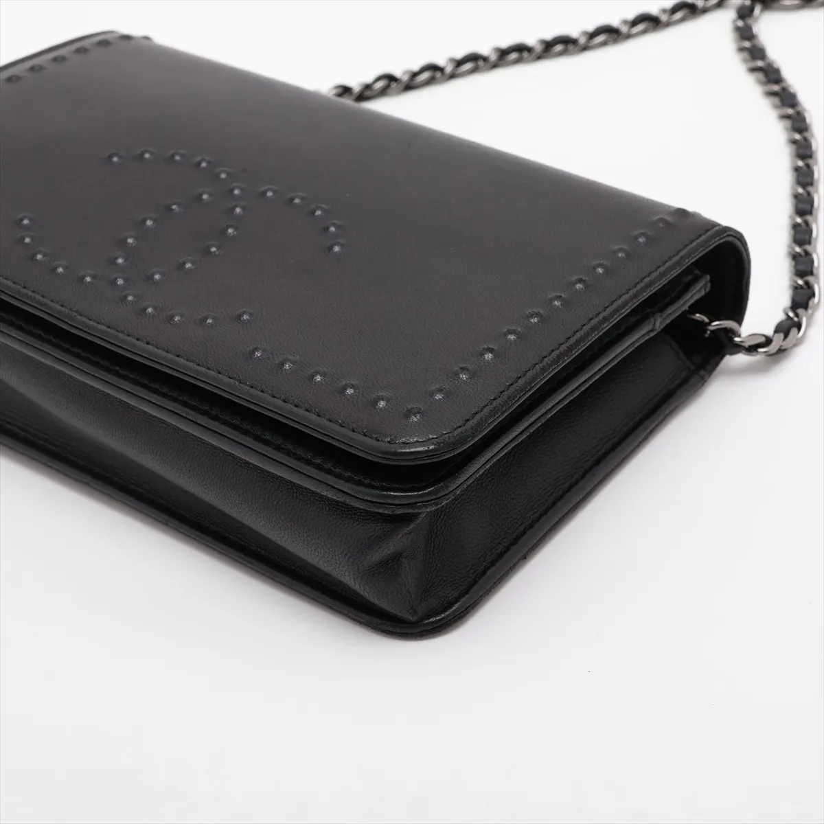 Coco Mark Lambskin Chain Wallet, Black with Silver Hardware, 18640146, Serial Number 18 — view 3