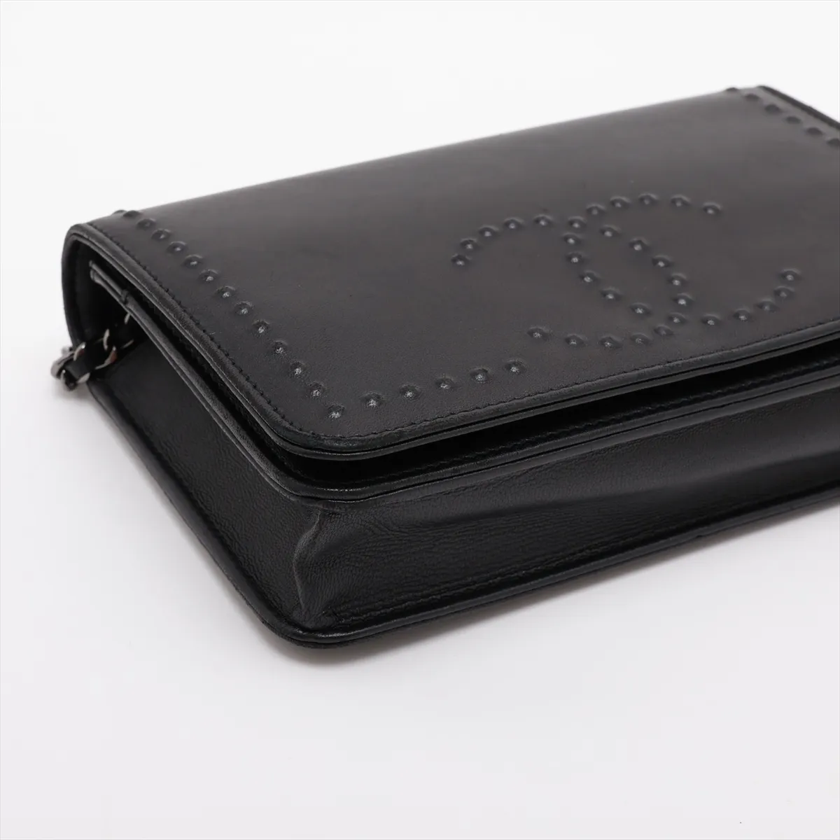 Coco Mark Lambskin Chain Wallet, Black with Silver Hardware, 18640146, Serial Number 18 — view 4