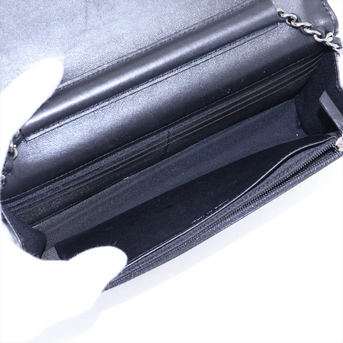 Coco Mark Lambskin Chain Wallet, Black with Silver Hardware, 18640146, Serial Number 18 — view 6