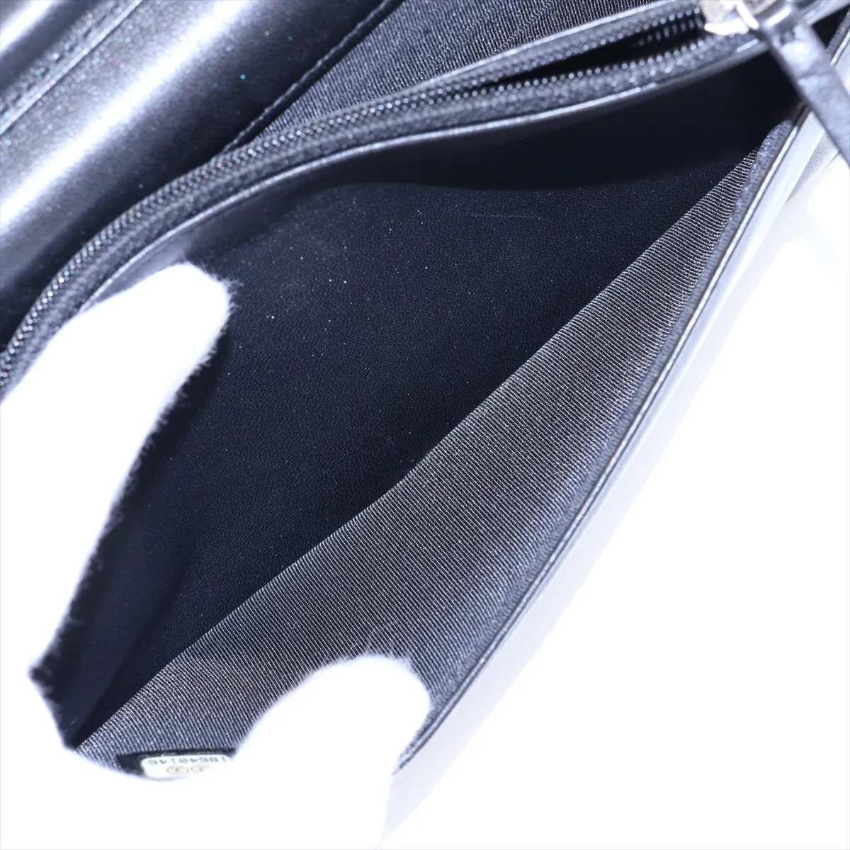 Coco Mark Lambskin Chain Wallet, Black with Silver Hardware, 18640146, Serial Number 18 — view 9