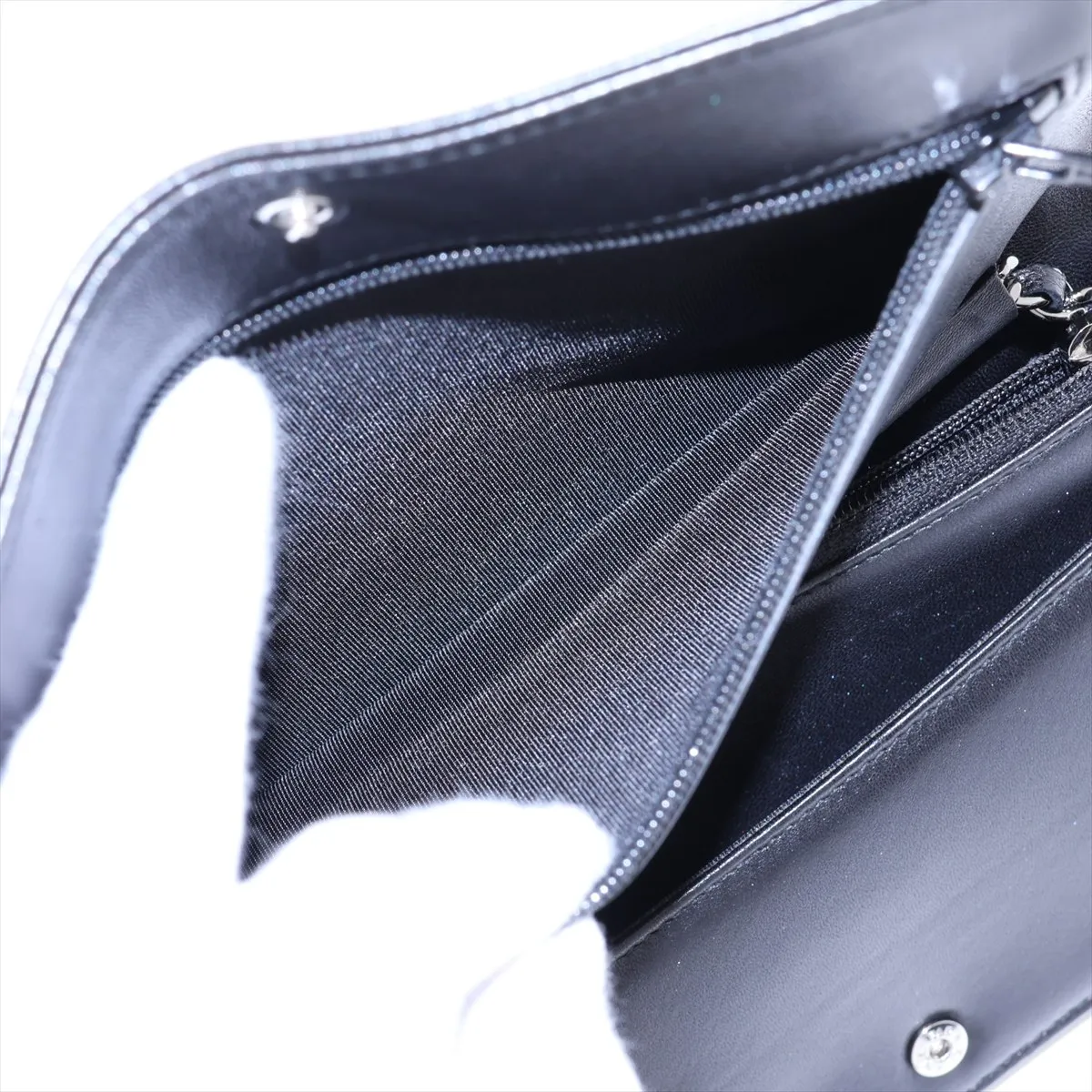 Coco Mark Lambskin Chain Wallet, Black with Silver Hardware, 18640146, Serial Number 18 — view 10