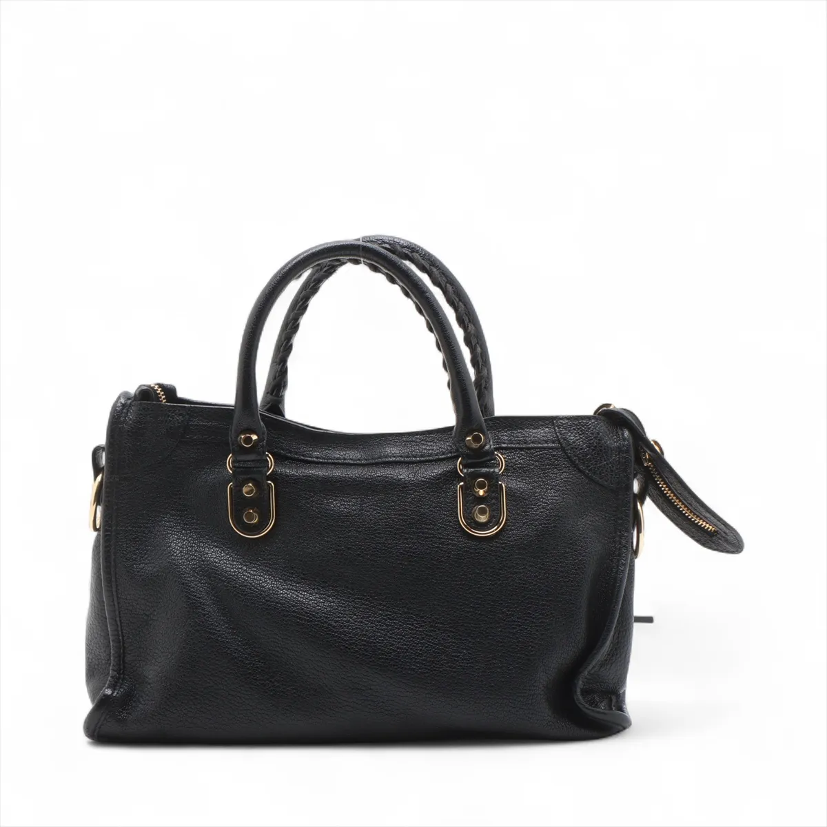 Classic Metal Edge City Leather 2-Way Handbag, Black, 432831, with Mirror — view 2