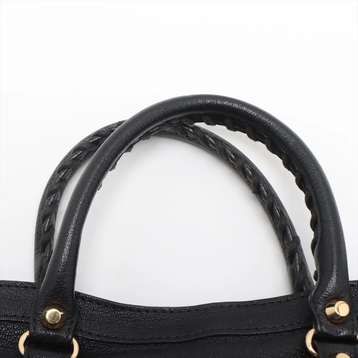 Classic Metal Edge City Leather 2-Way Handbag, Black, 432831, with Mirror — view 6