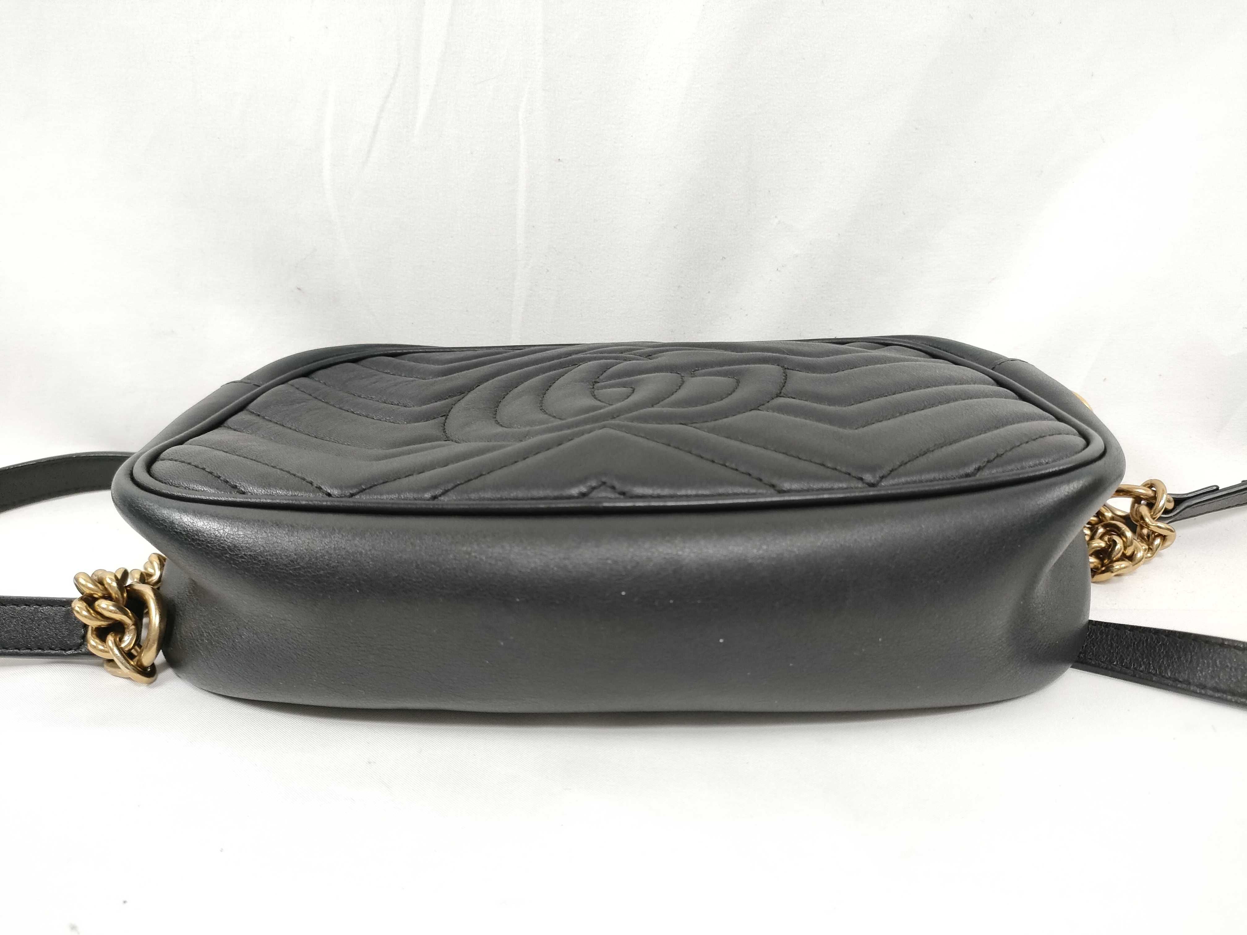 GG Marmont Leather Black Chain Shoulder Bag with Gold Hardware 447632 — view 3