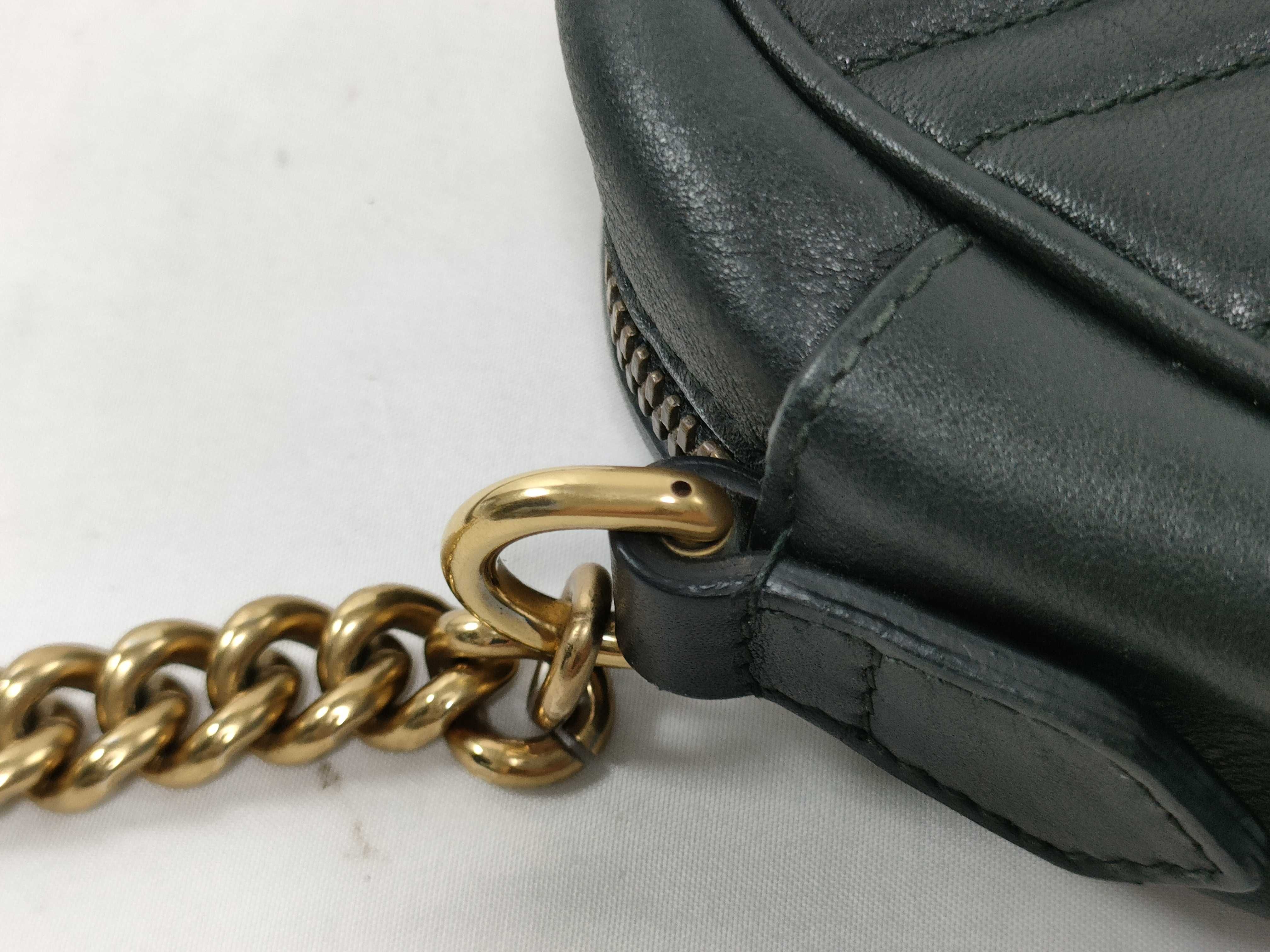 GG Marmont Leather Black Chain Shoulder Bag with Gold Hardware 447632 — view 5