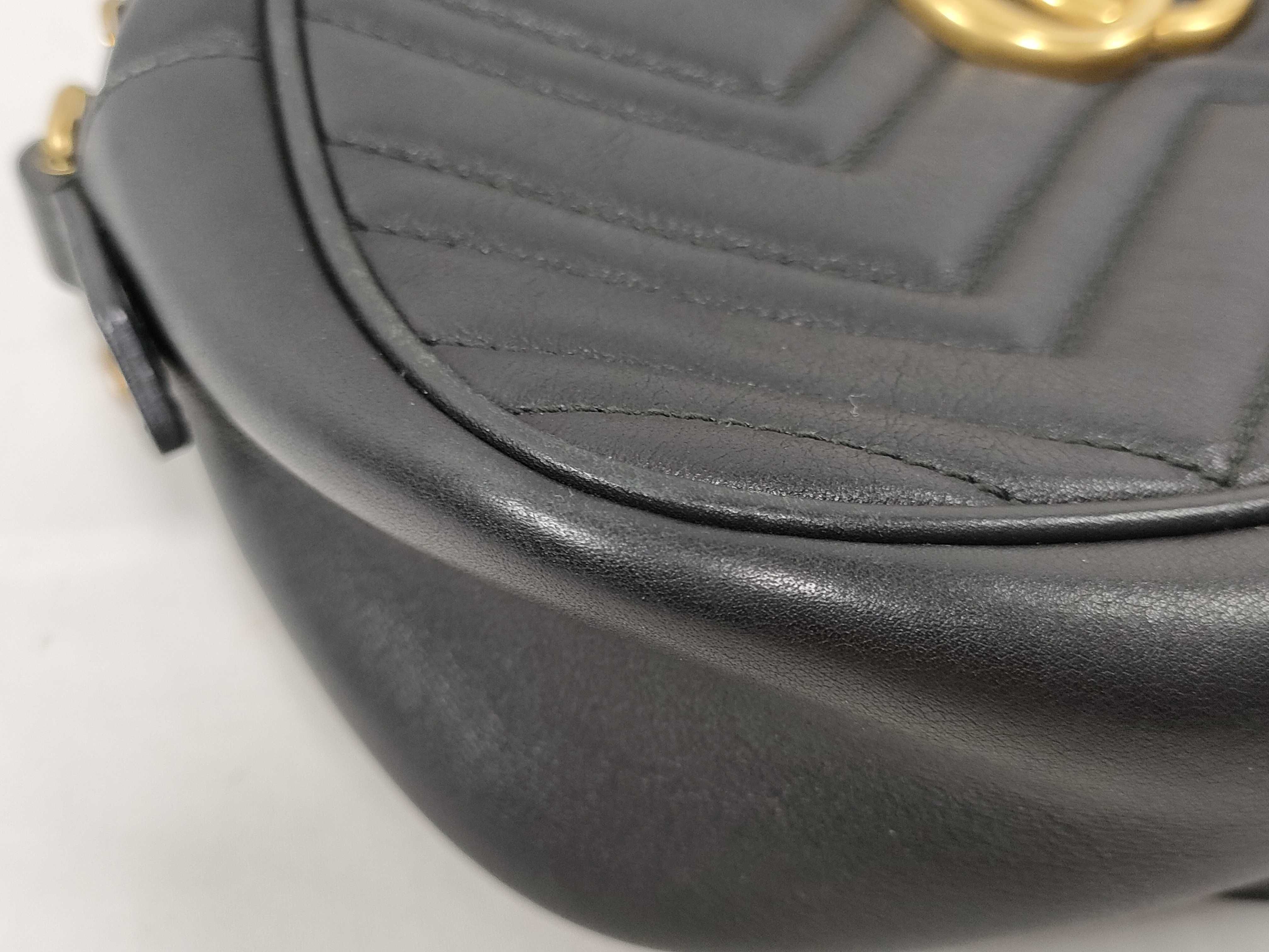 GG Marmont Leather Black Chain Shoulder Bag with Gold Hardware 447632 — view 10