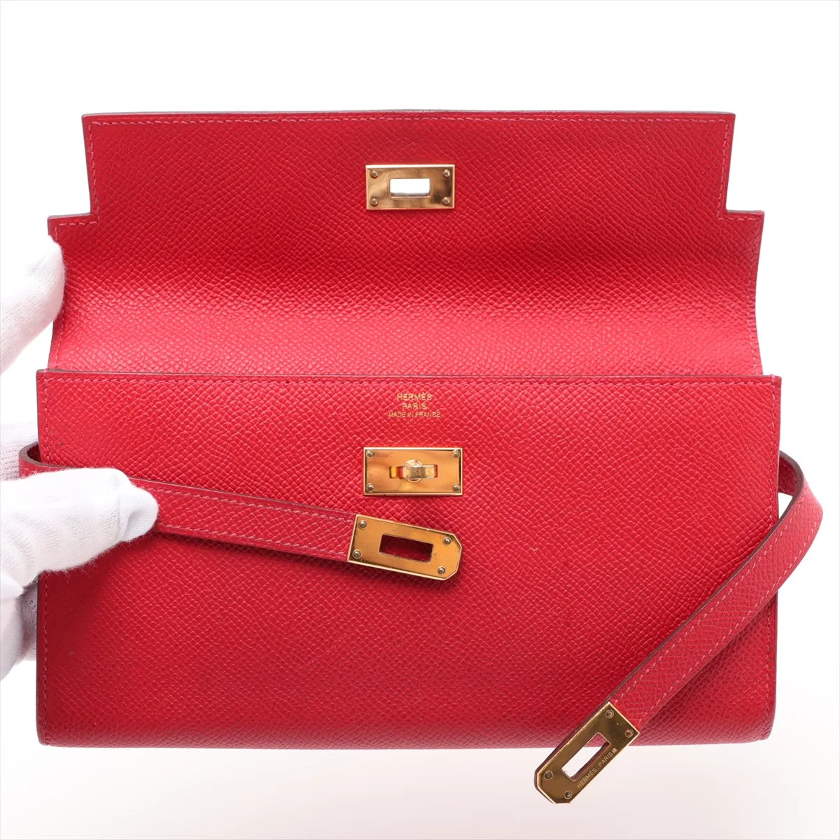 Kelly Wallet, Veau Epsom Leather, Long Wallet, Red with Gold Hardware R: 2014 — view 3