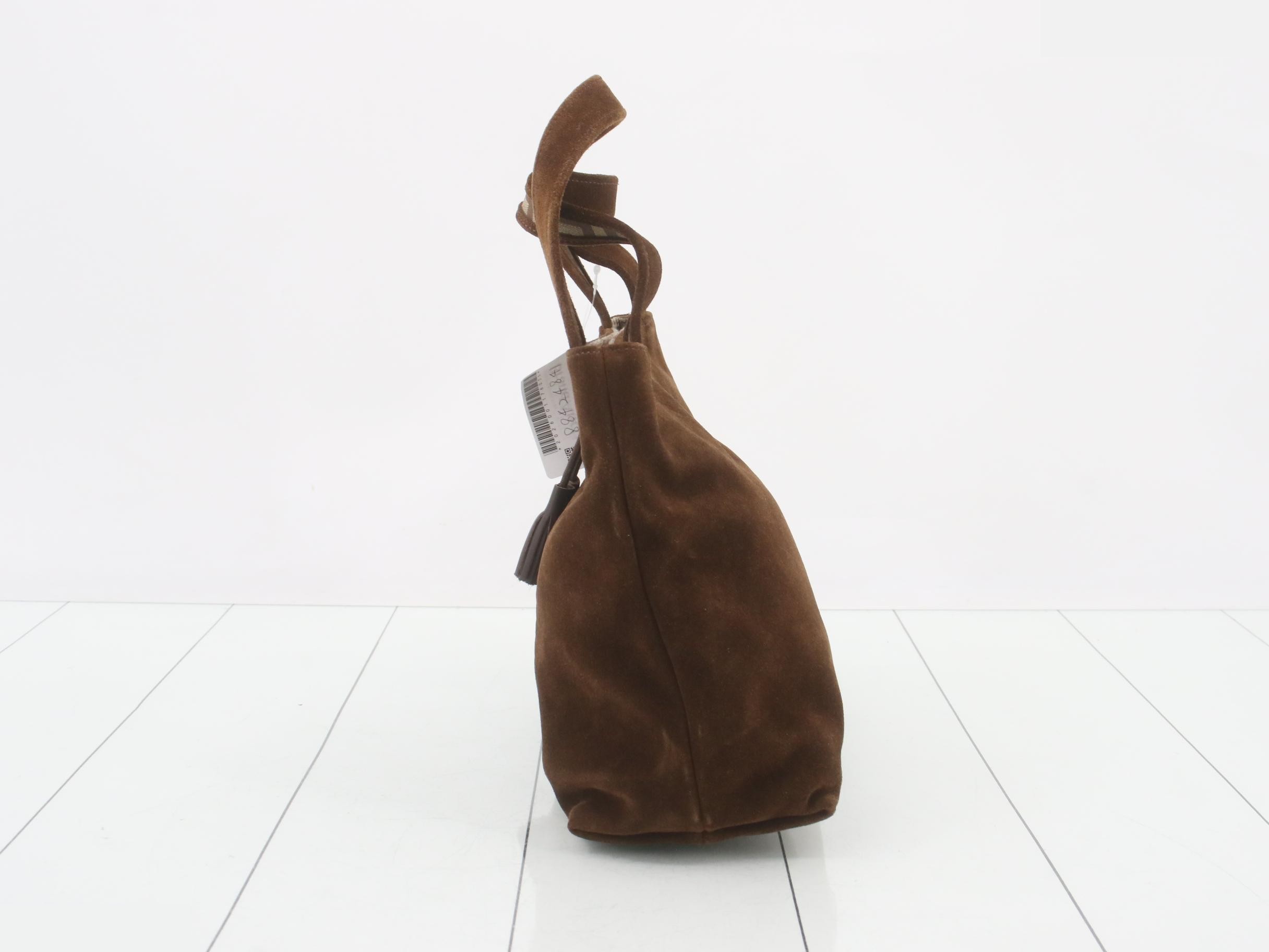 logo handbag, brown suede, tassel. — view 3