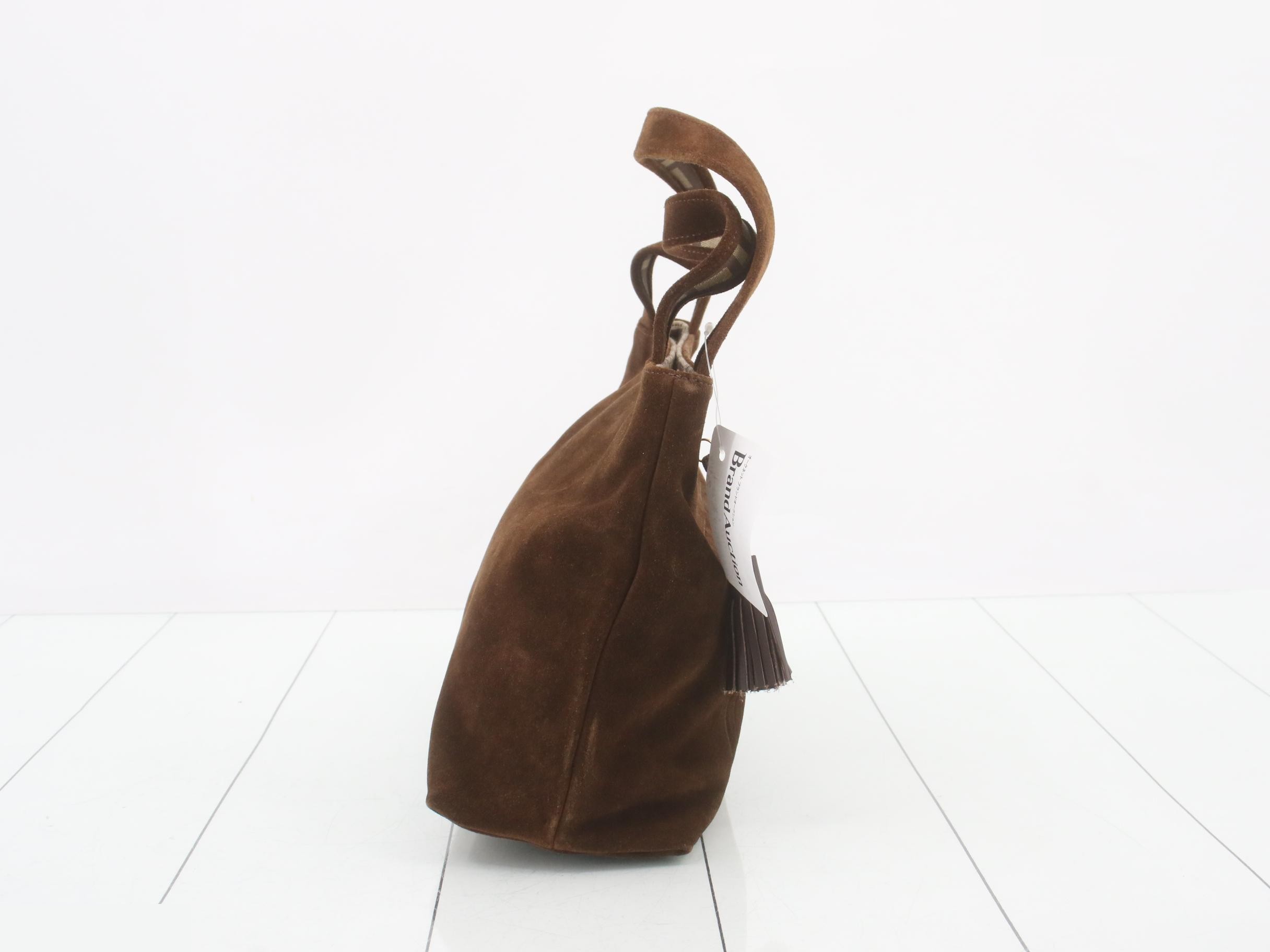 logo handbag, brown suede, tassel. — view 4