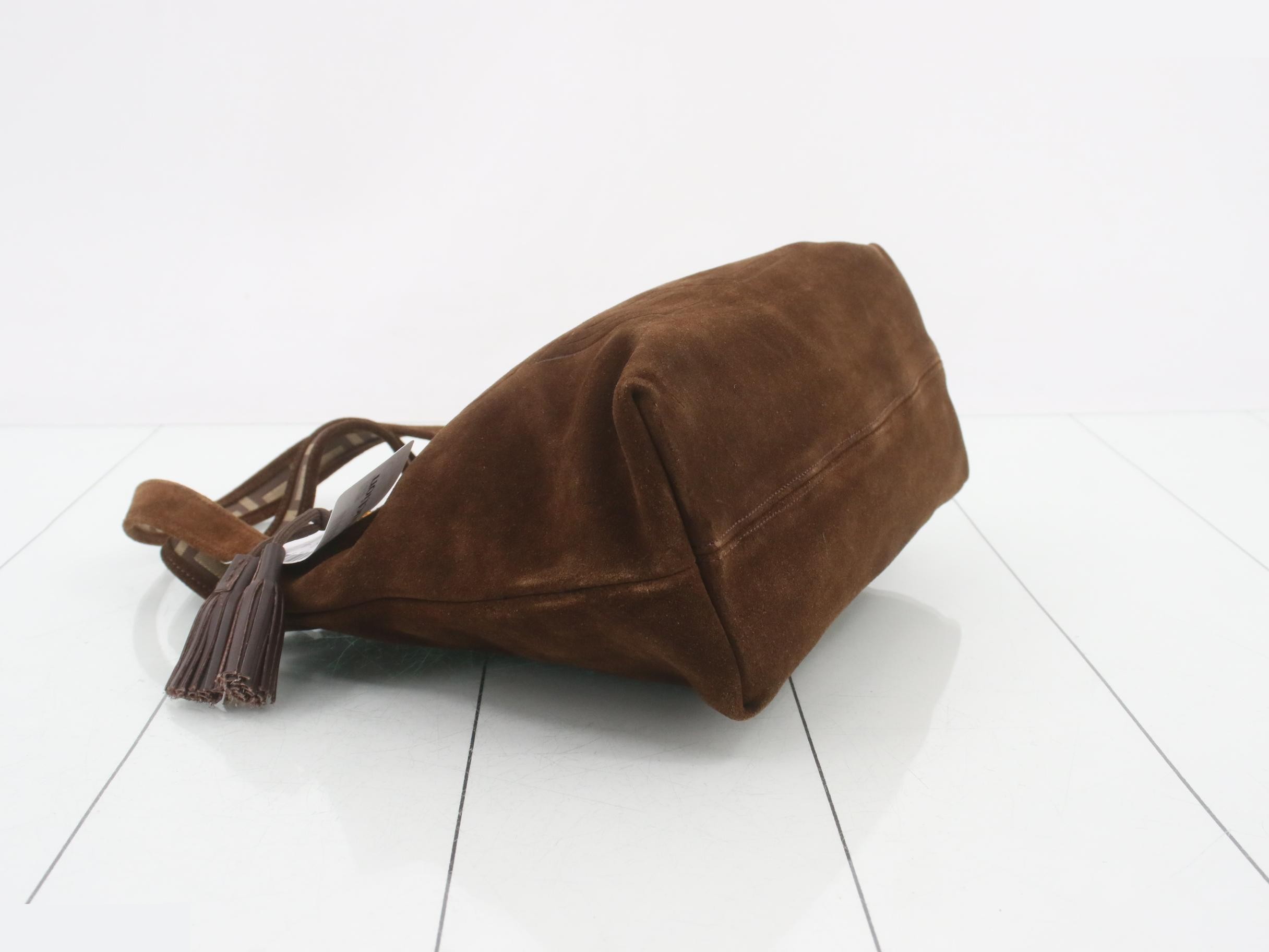 logo handbag, brown suede, tassel. — view 5