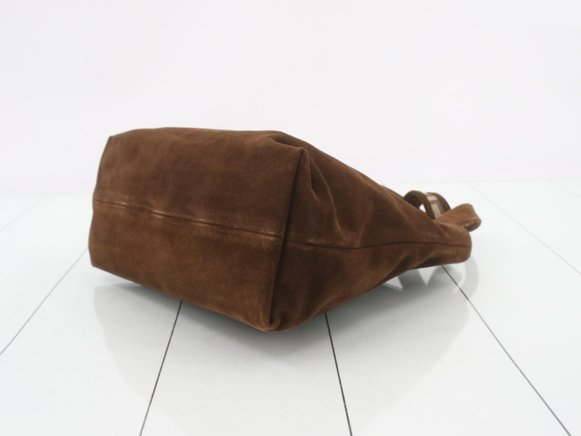 logo handbag, brown suede, tassel. — view 6