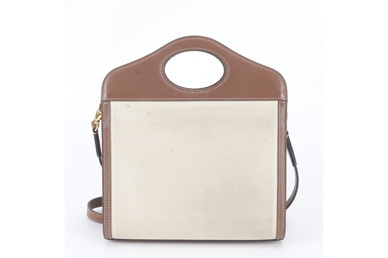 Mini Two-Tone Canvas Leather Pocket Bag, 2-Way Shoulder Bag — view 5