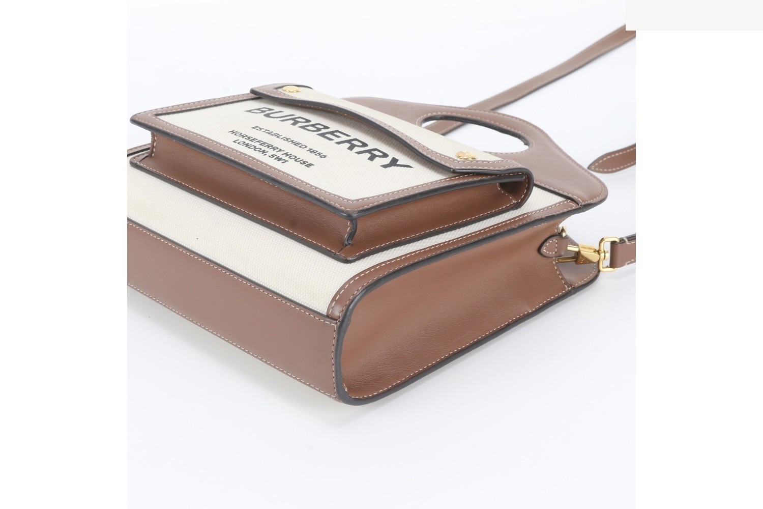 Mini Two-Tone Canvas Leather Pocket Bag, 2-Way Shoulder Bag — view 6