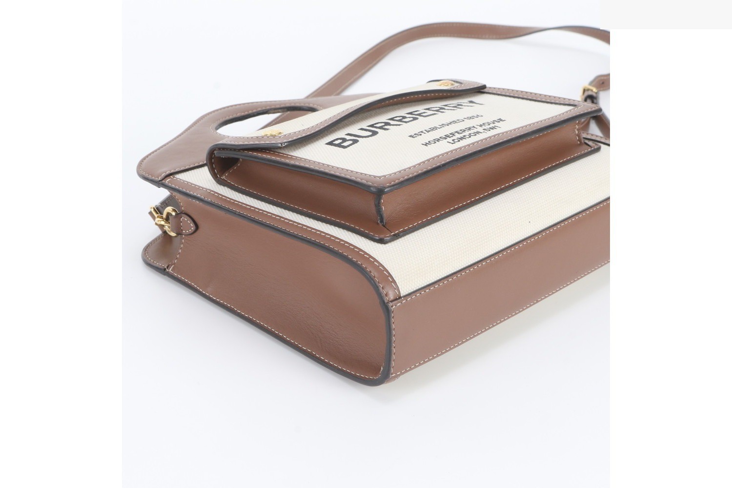 Mini Two-Tone Canvas Leather Pocket Bag, 2-Way Shoulder Bag — view 7