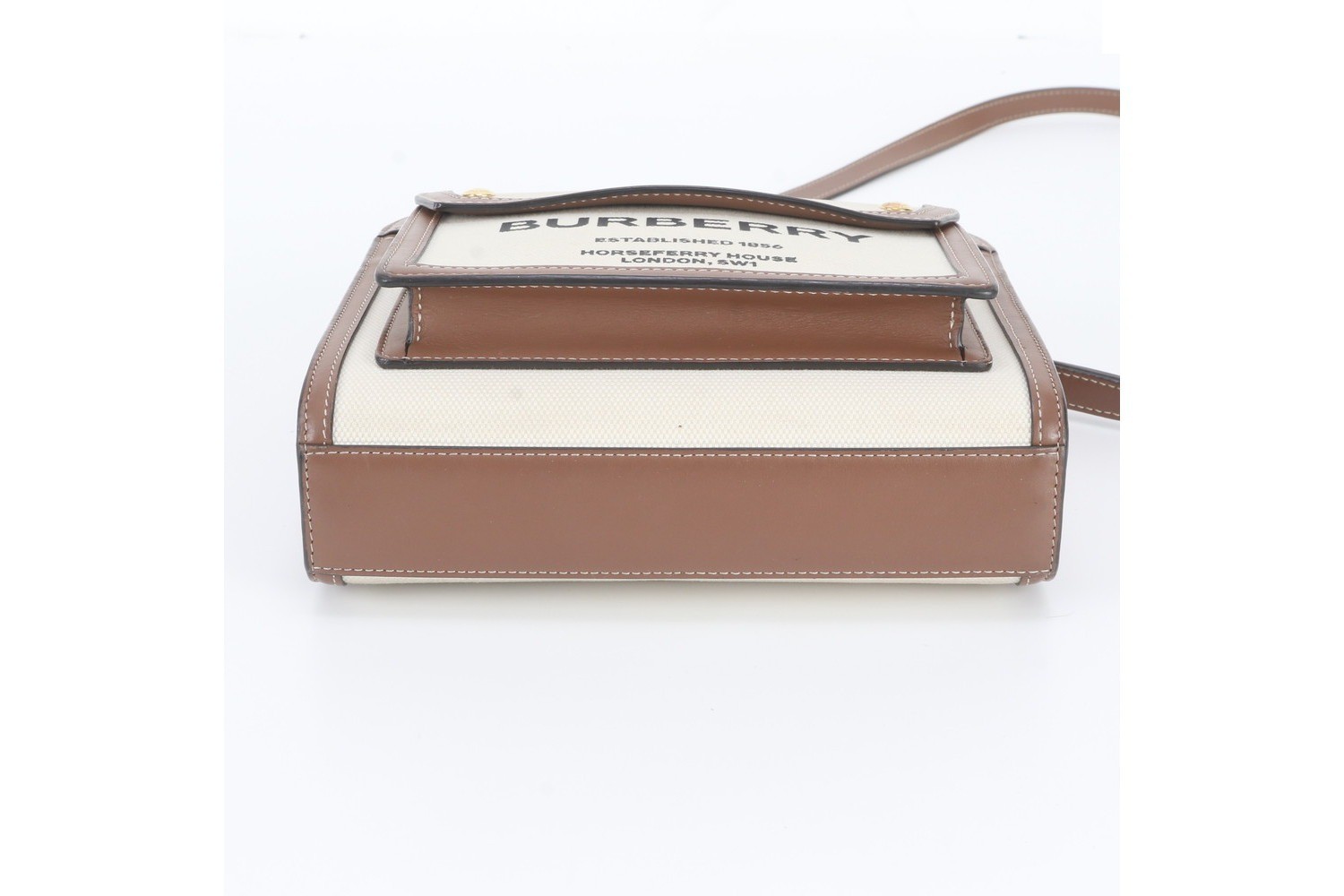 Mini Two-Tone Canvas Leather Pocket Bag, 2-Way Shoulder Bag — view 8