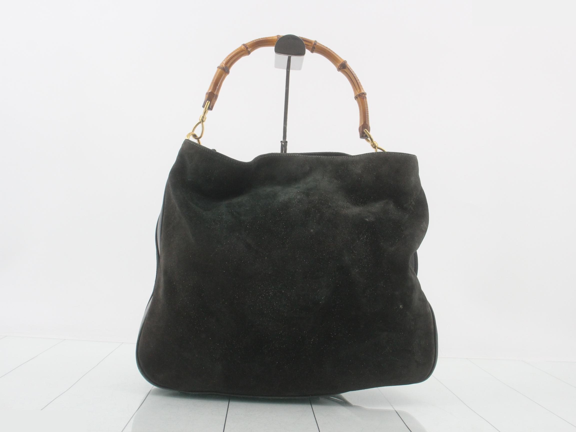 Bamboo, suede, and leather 2-way shoulder bag — view 2