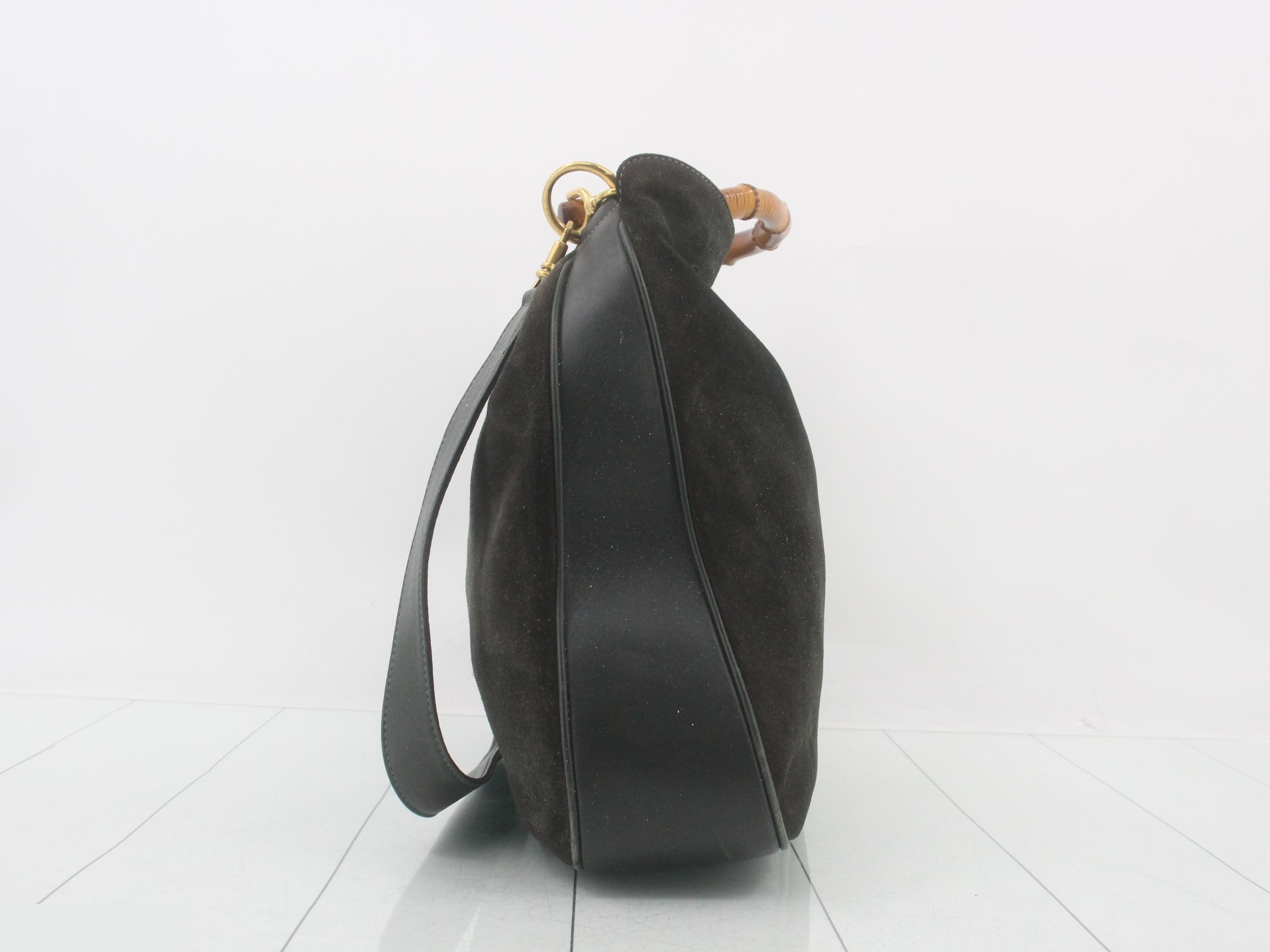 Bamboo, suede, and leather 2-way shoulder bag — view 3