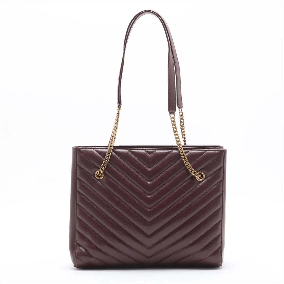 Leather Chain Tote Bag Red 568864 — view 2