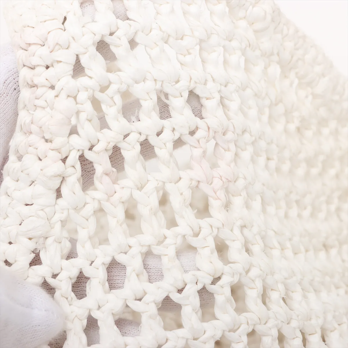 crochet raffia tote bag white — view 13