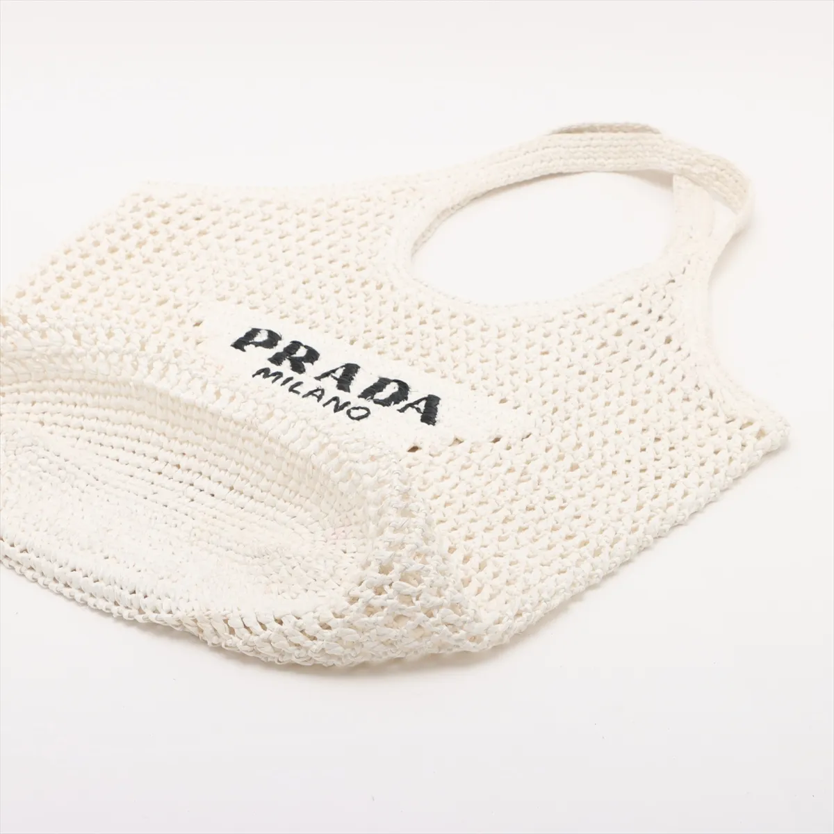 crochet raffia tote bag white — view 3