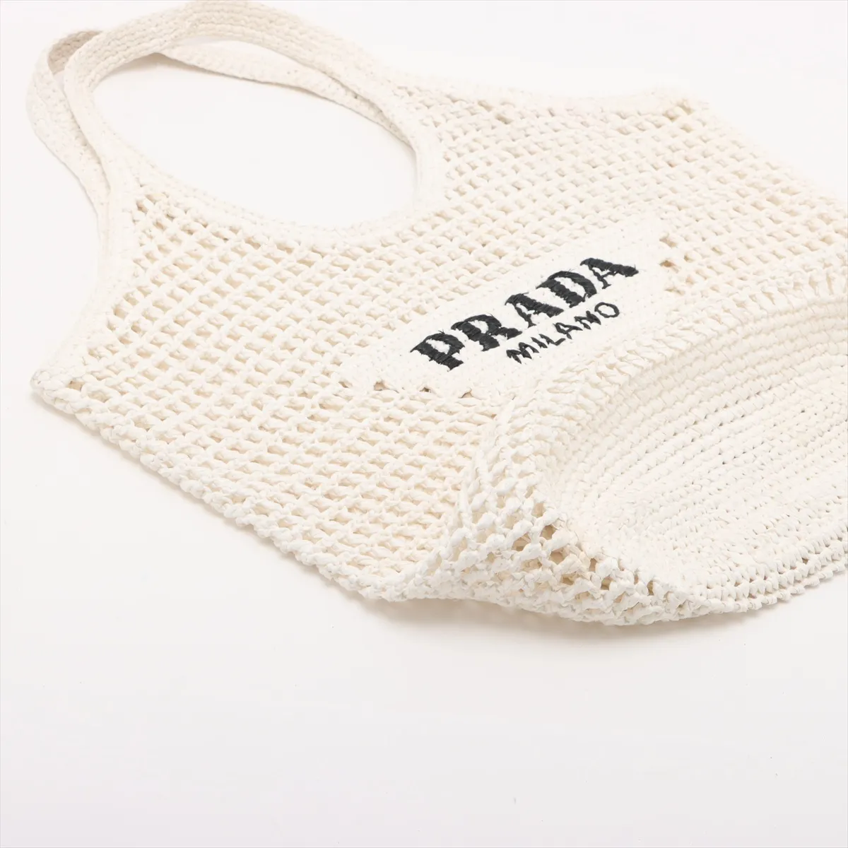 crochet raffia tote bag white — view 4