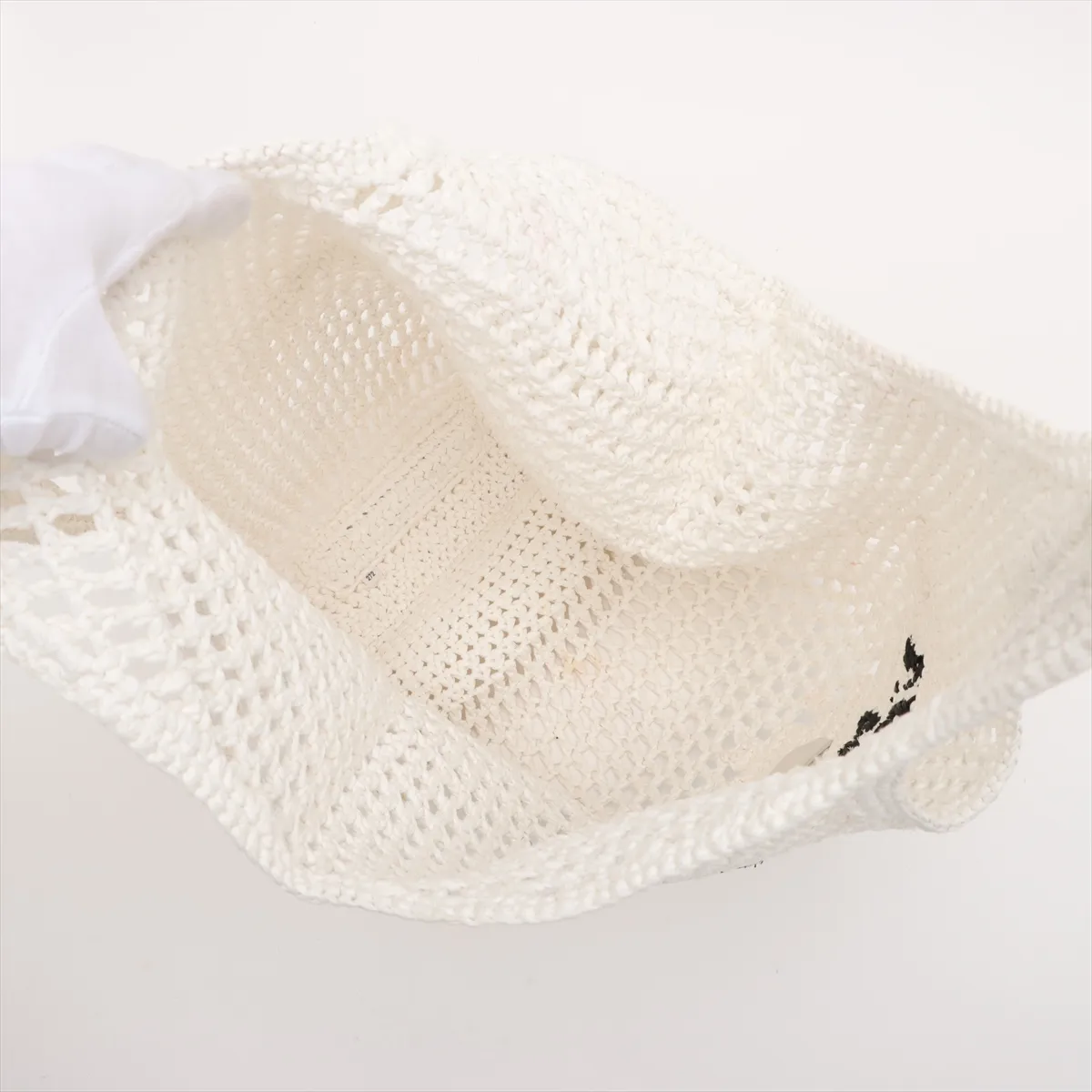 crochet raffia tote bag white — view 7