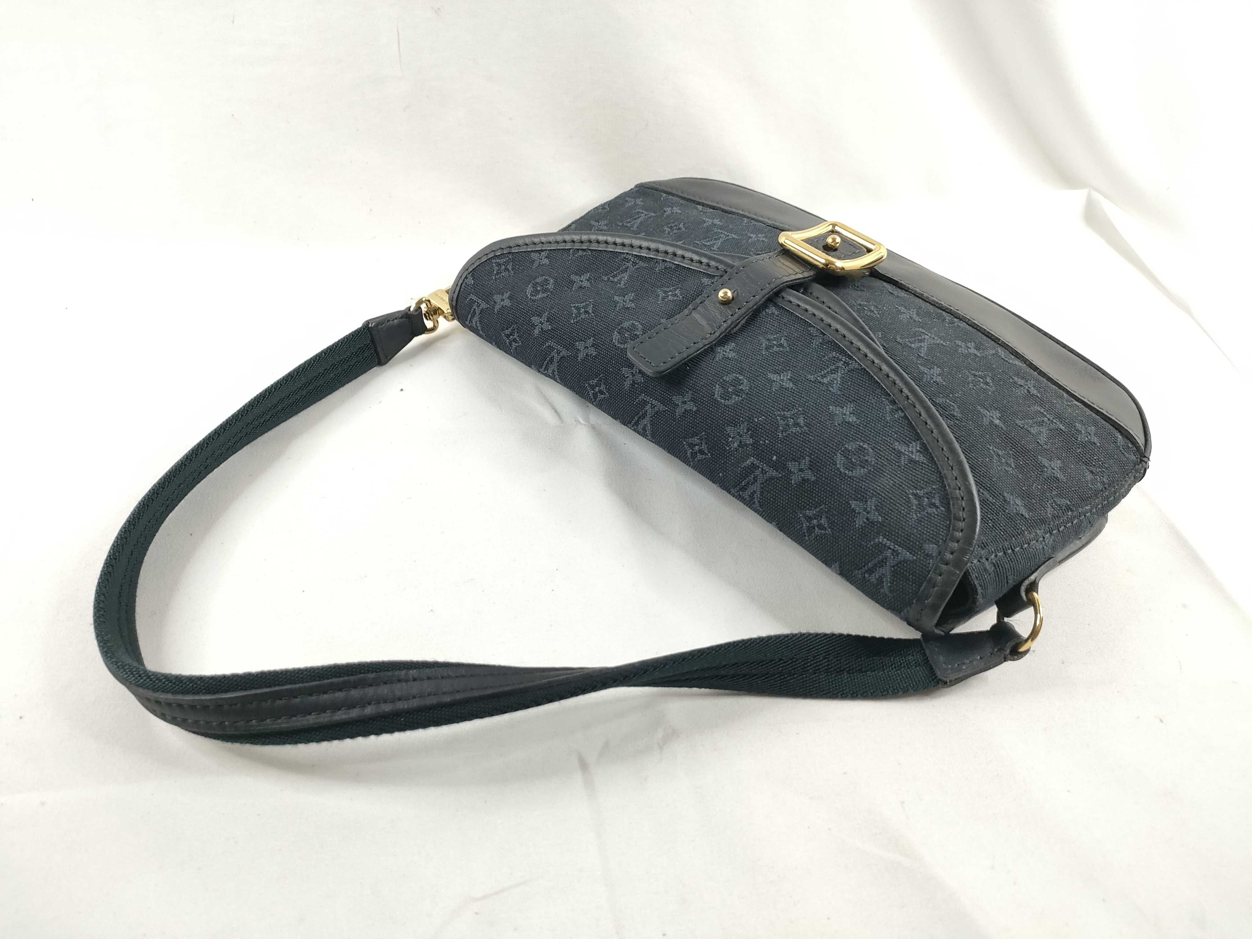 Monogram Mini Canvas One-Shoulder Bag, Navy, TH1003 (Shoulder Bag) — view 6