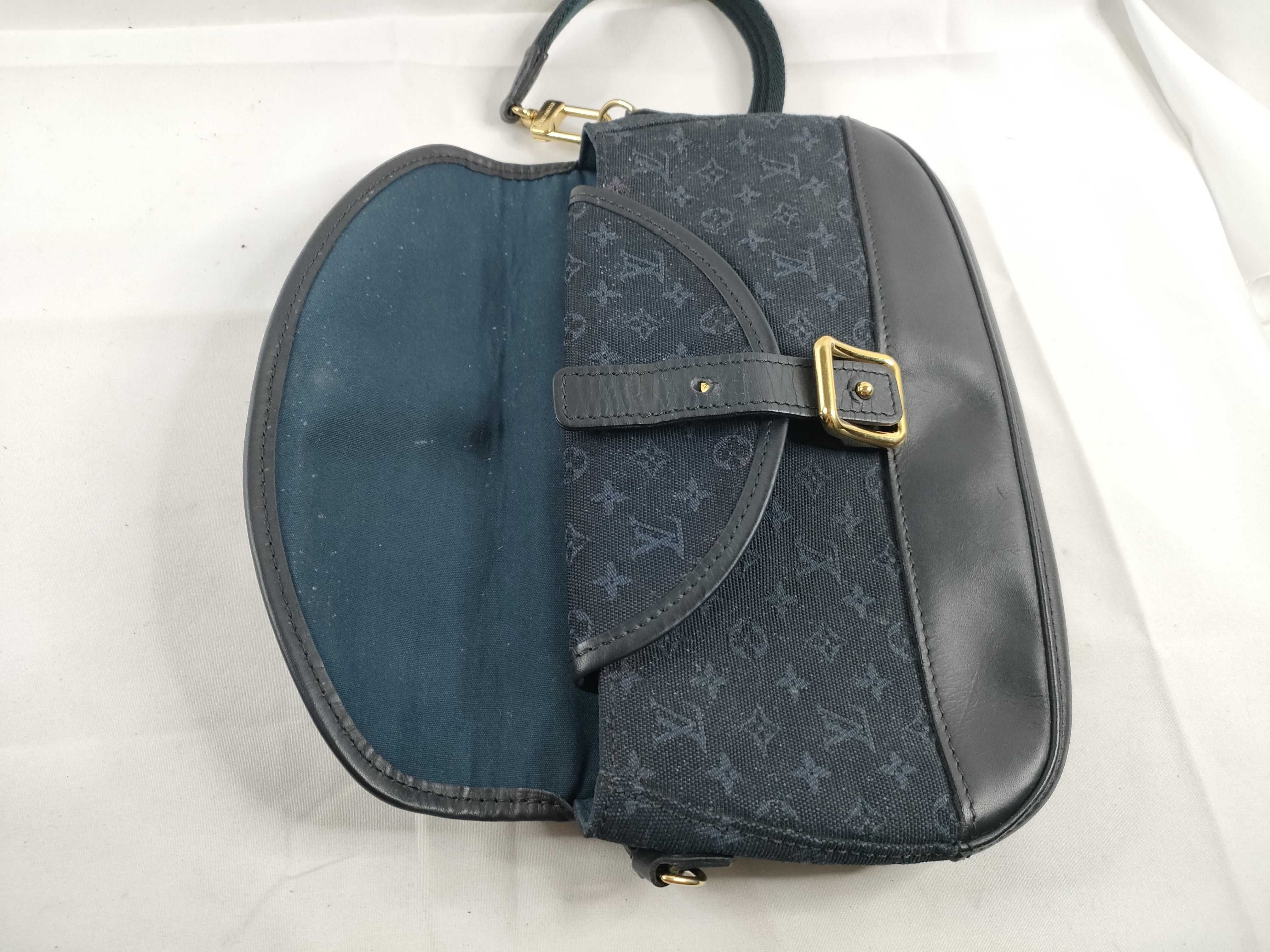 Monogram Mini Canvas One-Shoulder Bag, Navy, TH1003 (Shoulder Bag) — view 9