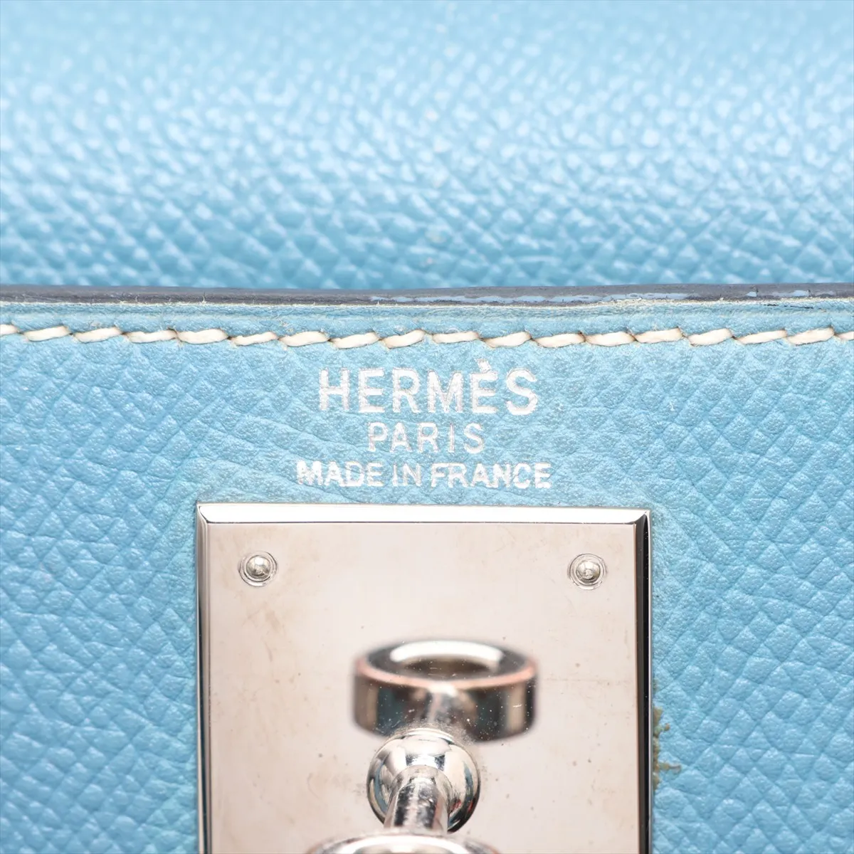 [Individually packaged] Hermes Kelly 28 Retournée Veau Epsom Blue Jean Silver Hardware I: 2005 — view 12