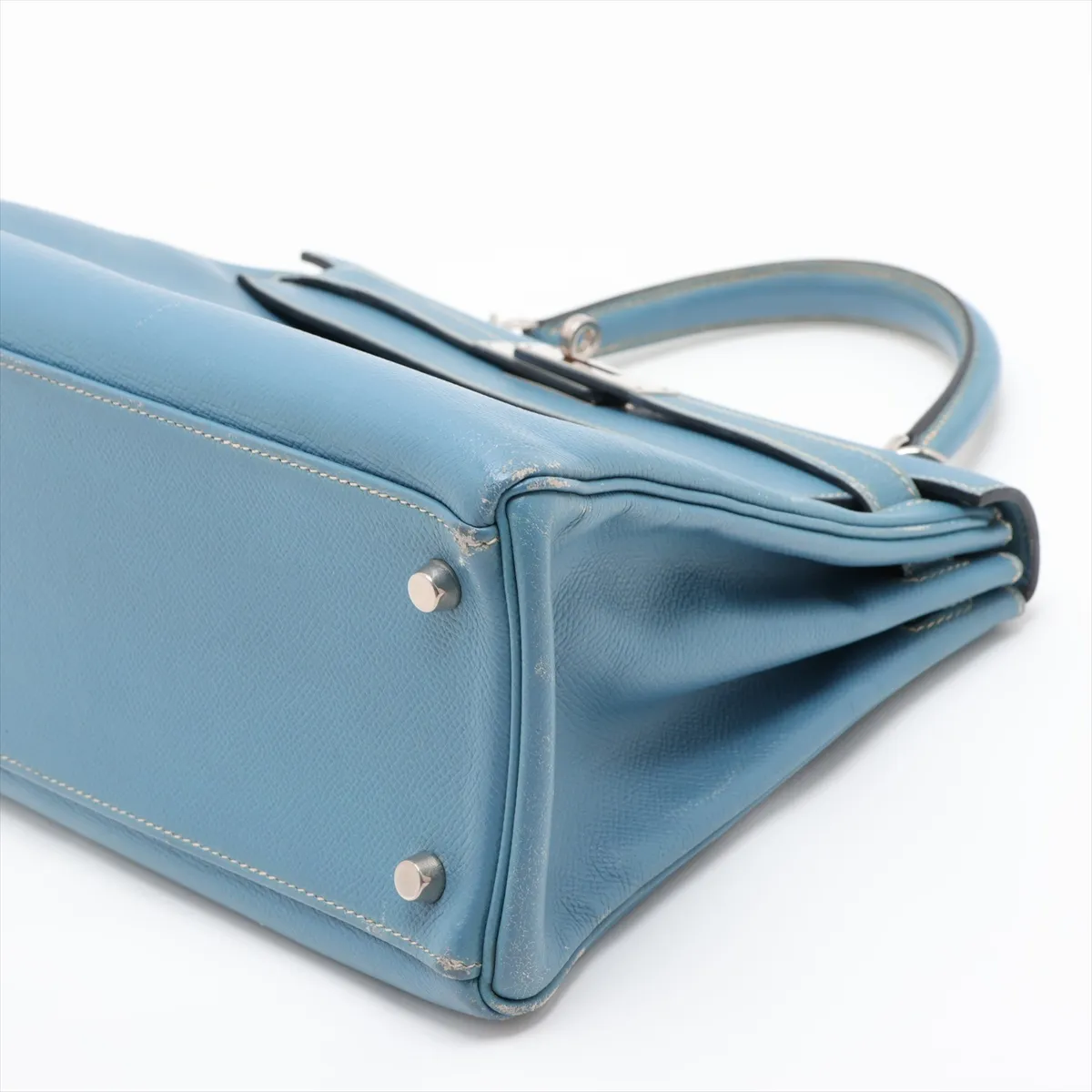 [Individually packaged] Hermes Kelly 28 Retournée Veau Epsom Blue Jean Silver Hardware I: 2005 — view 3