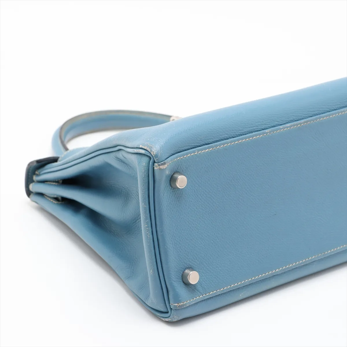 [Individually packaged] Hermes Kelly 28 Retournée Veau Epsom Blue Jean Silver Hardware I: 2005 — view 4