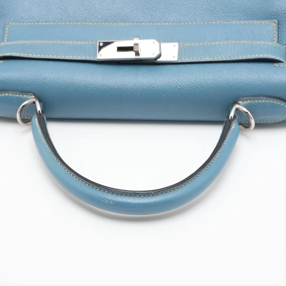 [Individually packaged] Hermes Kelly 28 Retournée Veau Epsom Blue Jean Silver Hardware I: 2005 — view 5