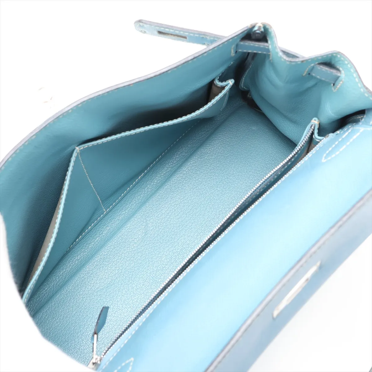 [Individually packaged] Hermes Kelly 28 Retournée Veau Epsom Blue Jean Silver Hardware I: 2005 — view 8