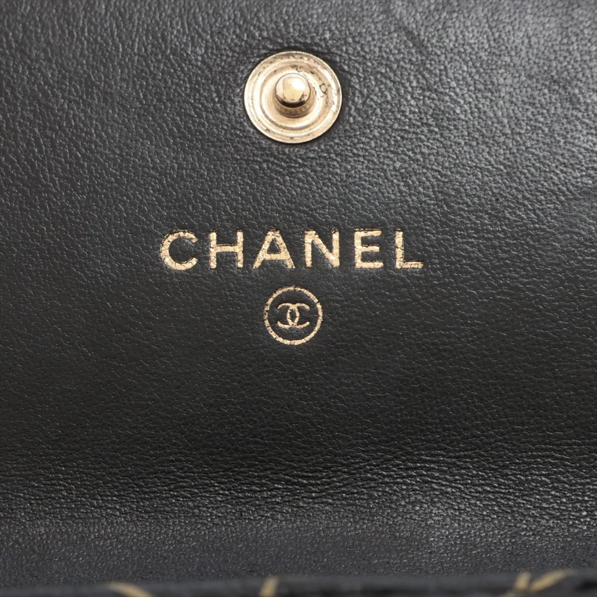 Camellia Lambskin Long Wallet, Black with Gold Hardware, 21563124 — view 10