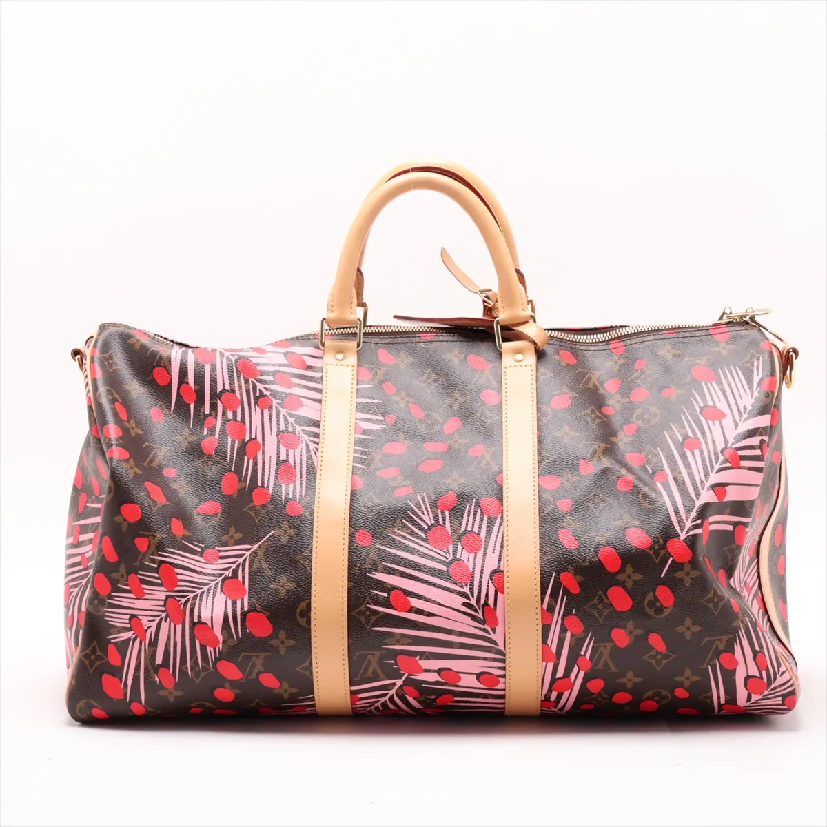 Monogram Jungle Dot Keepall Bandoulière 50 M41417 Brown x Red — view 2