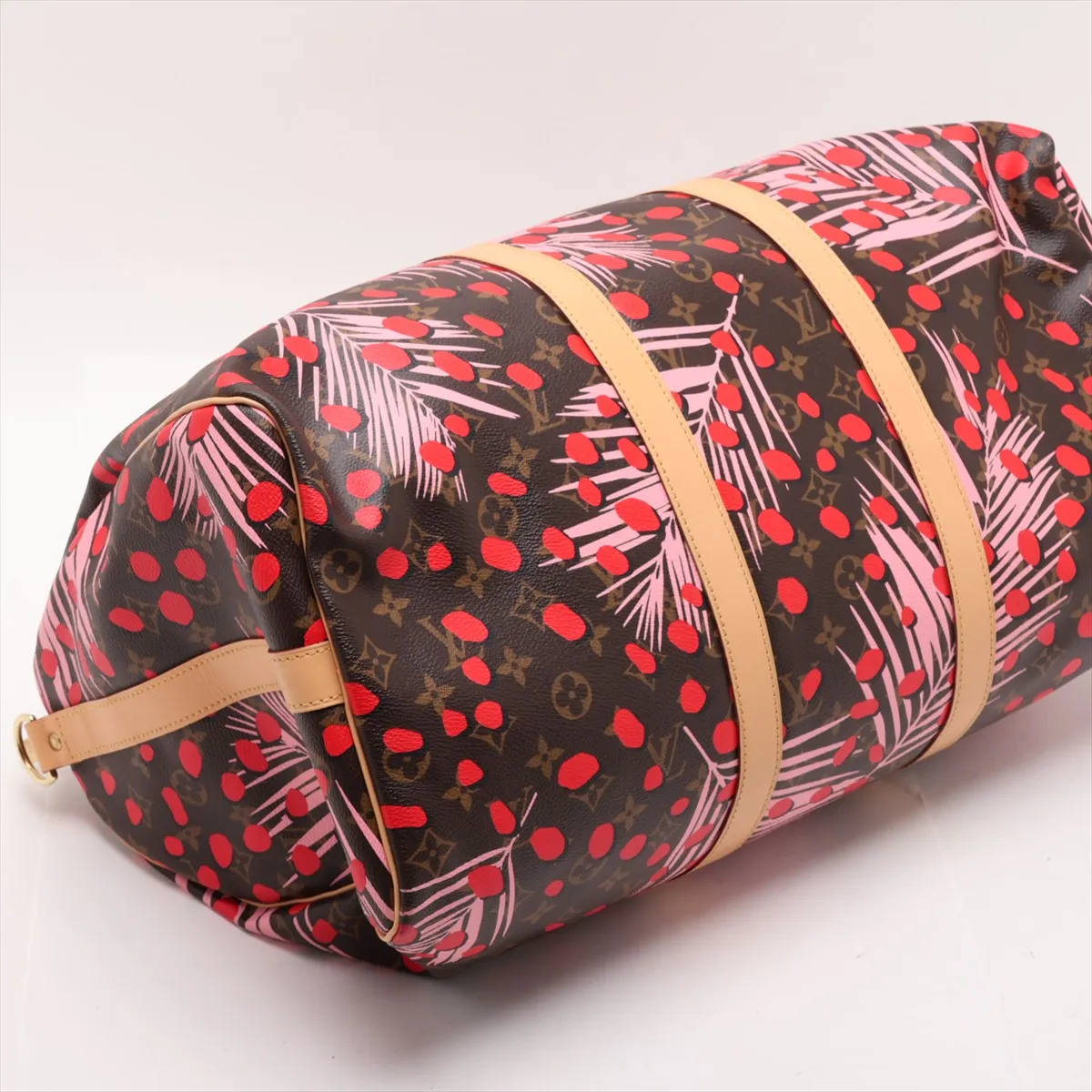 Monogram Jungle Dot Keepall Bandoulière 50 M41417 Brown x Red — view 4