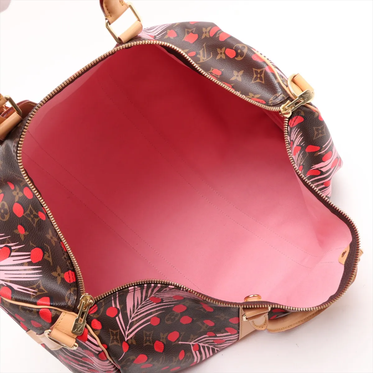 Monogram Jungle Dot Keepall Bandoulière 50 M41417 Brown x Red — view 8