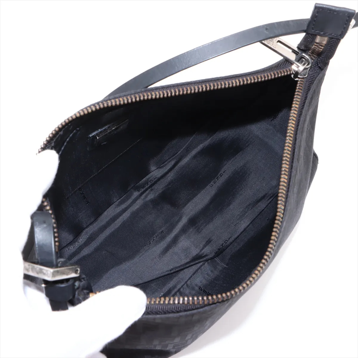Zucchino Canvas x Leather Shoulder Bag Black — view 7