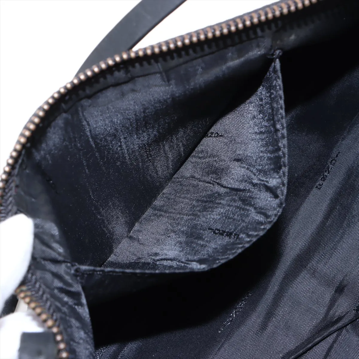 Zucchino Canvas x Leather Shoulder Bag Black — view 8
