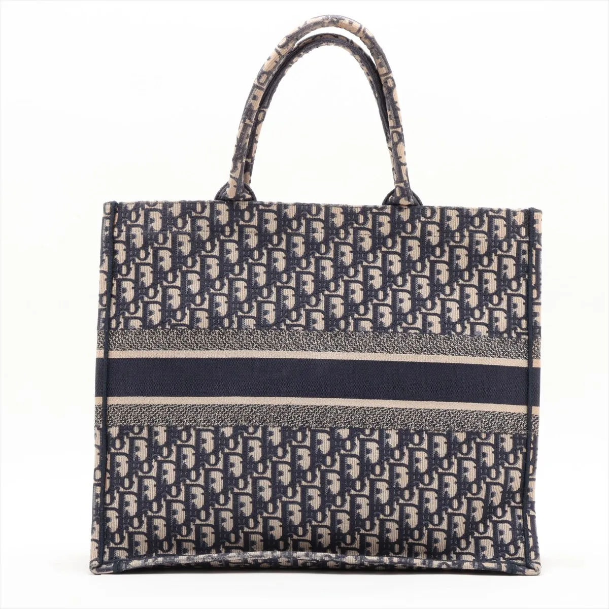 Oblique Book Tote Large Canvas Tote Bag Navy — view 2