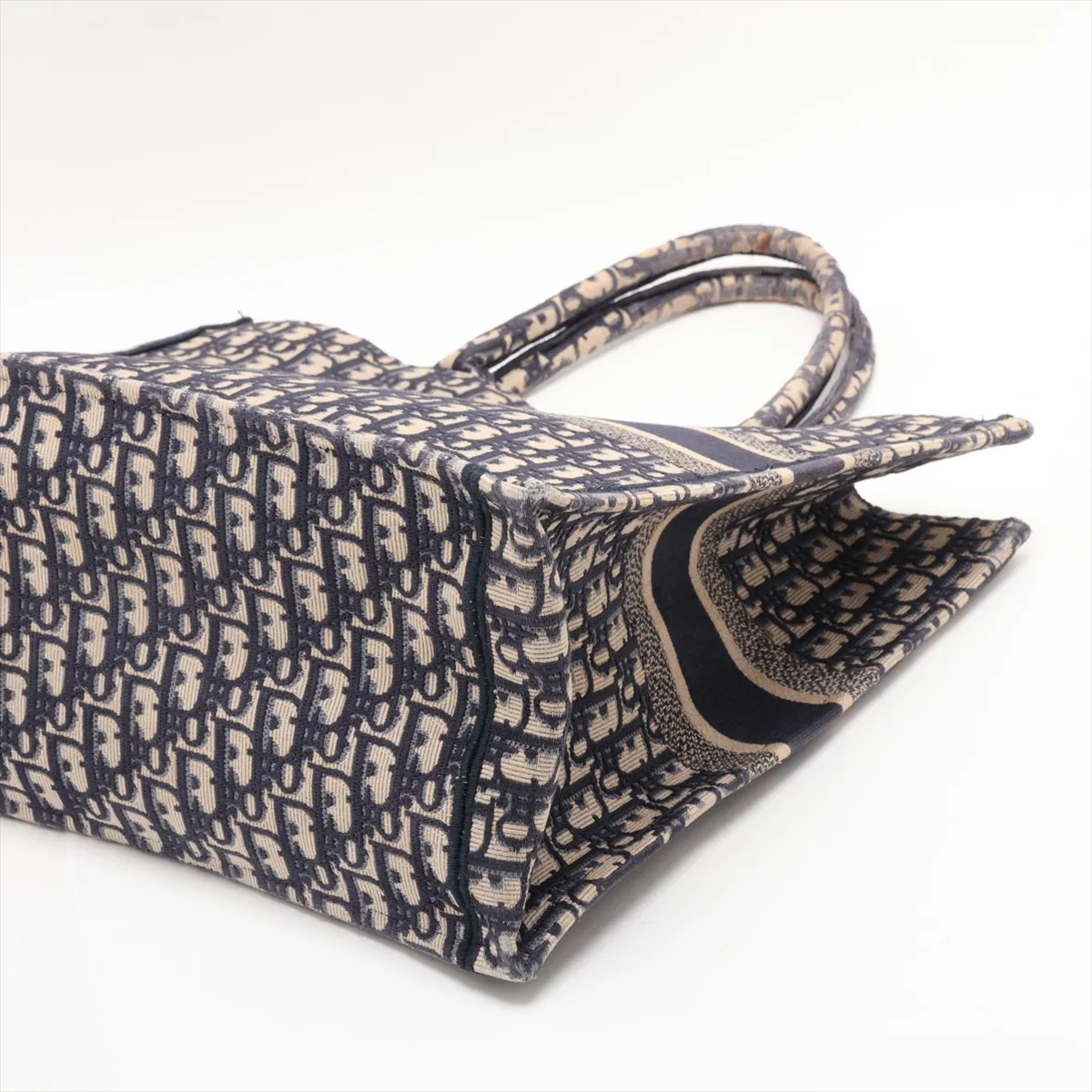 Oblique Book Tote Large Canvas Tote Bag Navy — view 3
