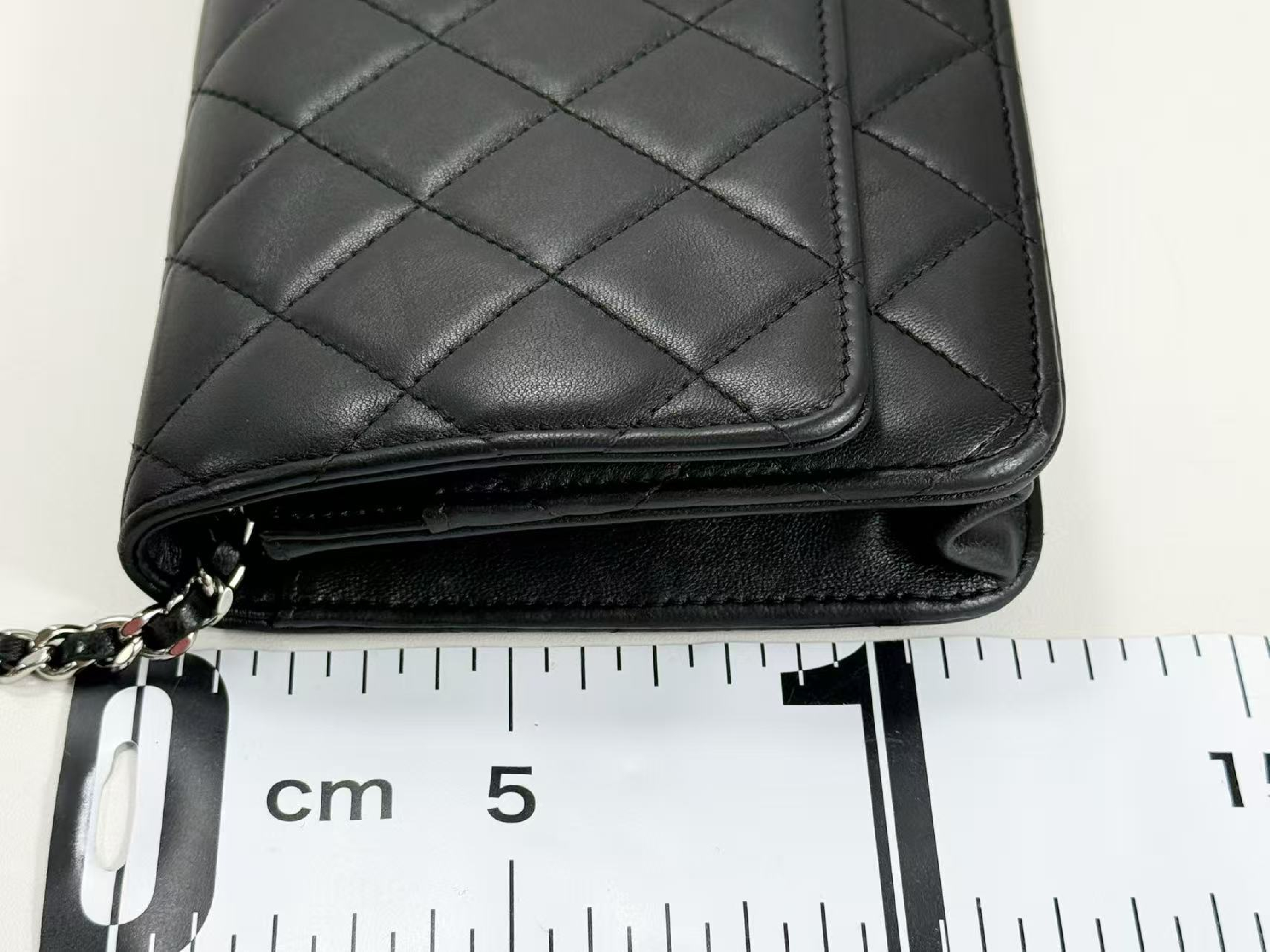 Black Matelassé Lambskin Shoulder Bag, WOC, Approx. 19cm W, Serial Number 19-series, with Dust Bag and Seal, Silver Hardware, Item Number 19807708 — view 5