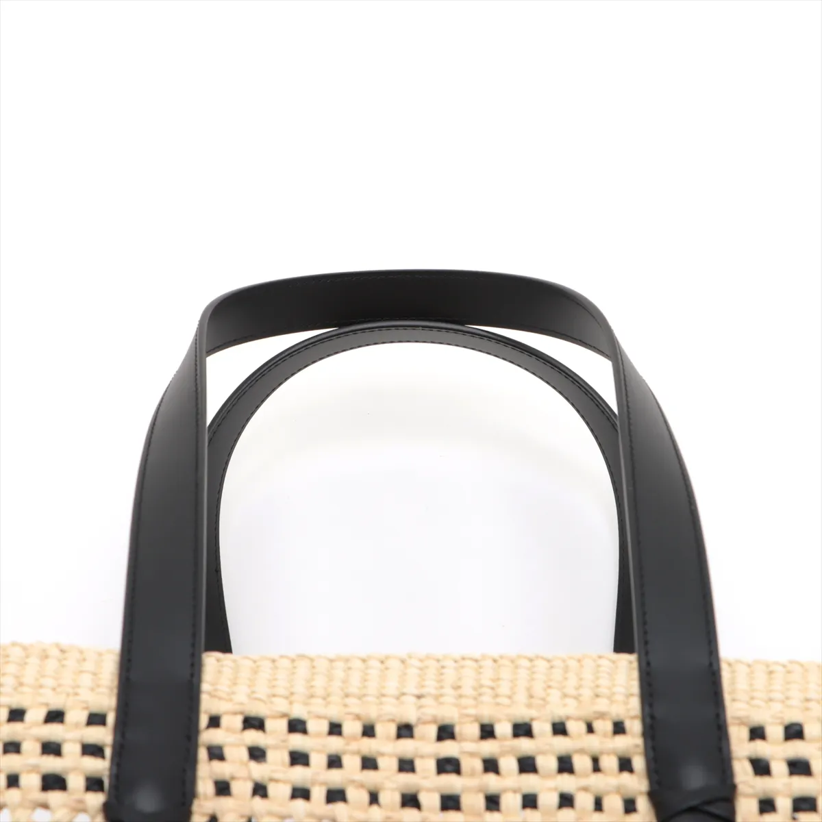 Braid Basket Medium Raffia x Leather Basket Bag Beige x Brown — view 6