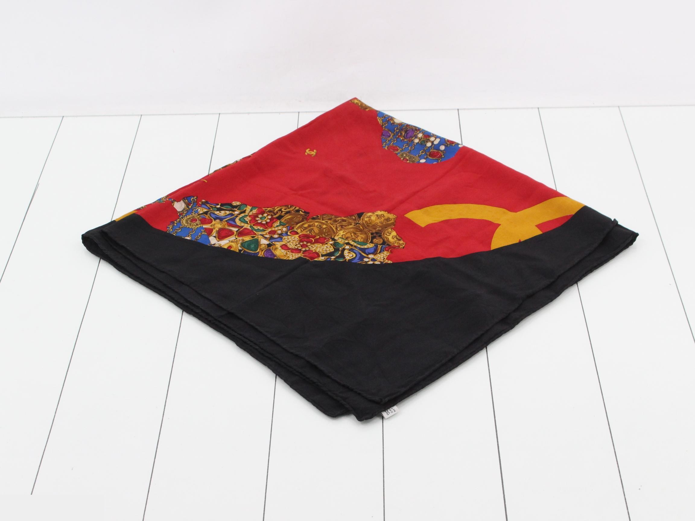jewelry pattern large scarf, red, silk — view 2