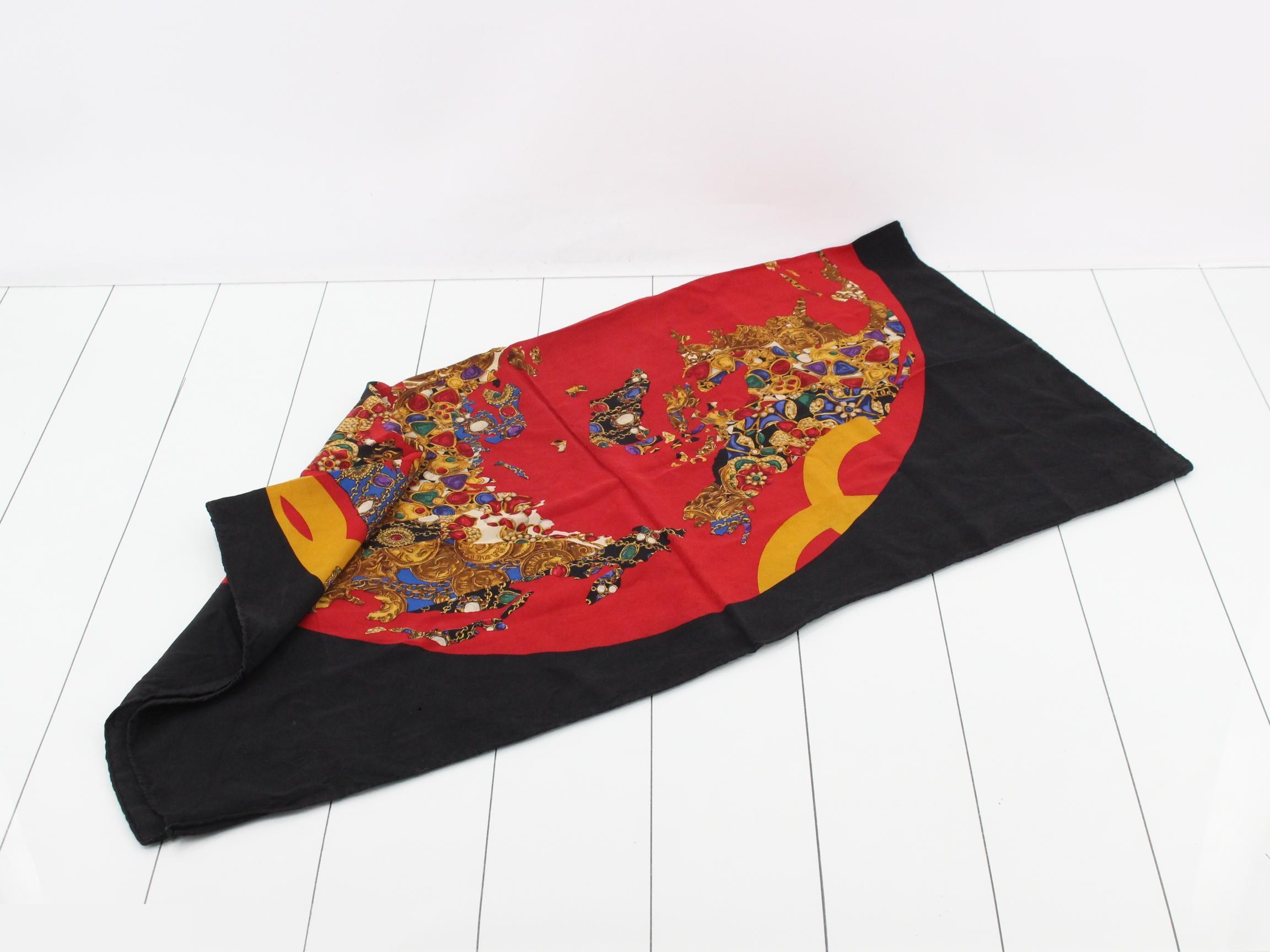 jewelry pattern large scarf, red, silk — view 3