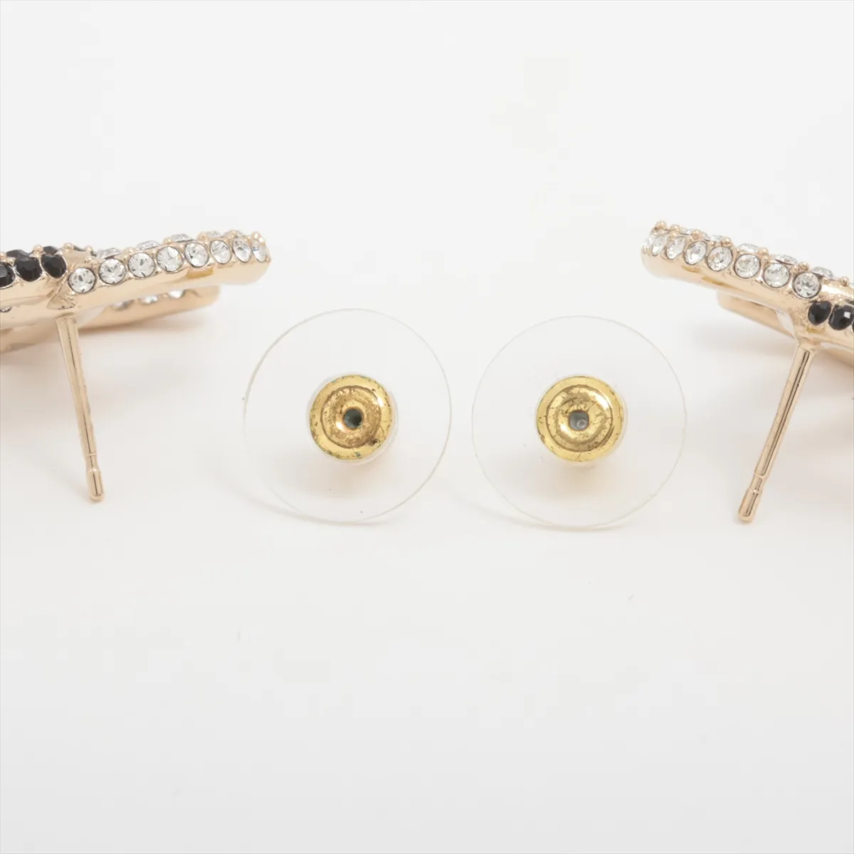 Coco Mark B23K Earrings (Pair) GP x Rhinestone Black x Gold — view 4