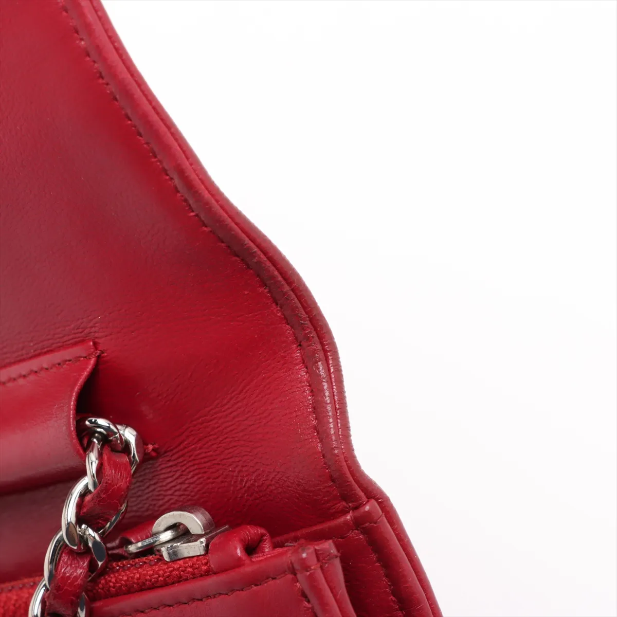Camellia Leather Chain Wallet Red Silver Hardware 19067060 No. 19 — view 12