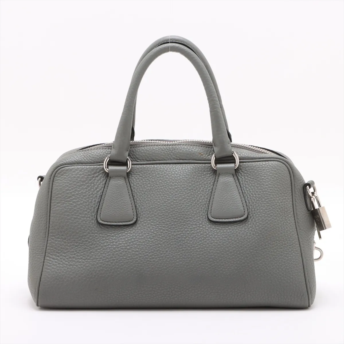 Vitello Dino Leather 2WAY Handbag Gray Cadena Unlocking Problem — view 2