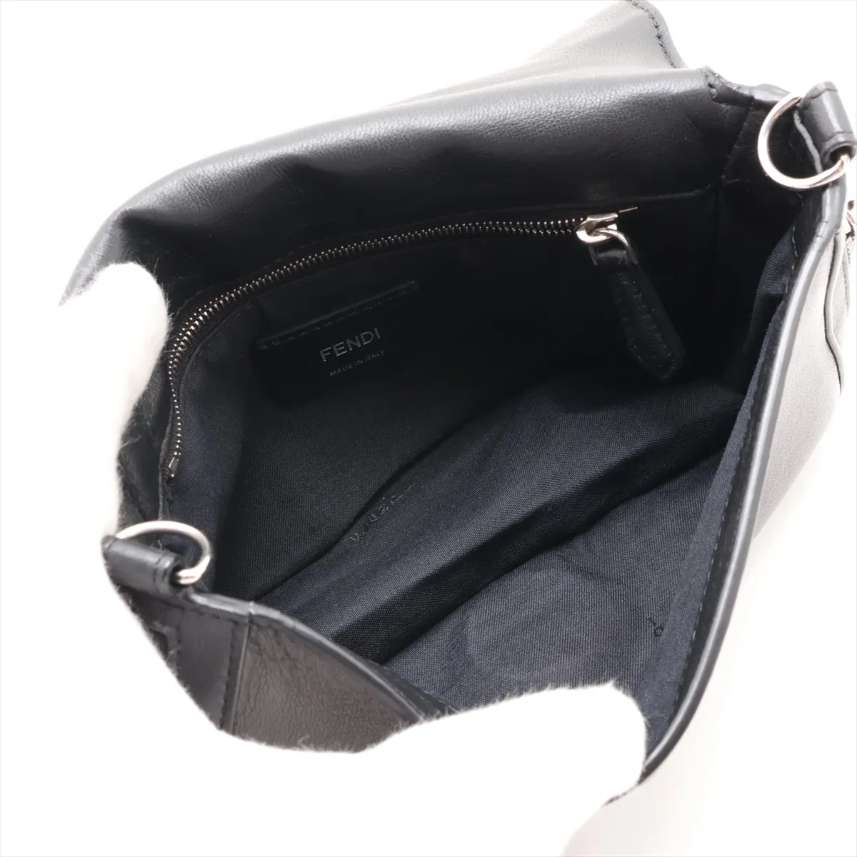 Zucca 7M0299 Leather Shoulder Bag, Black — view 6