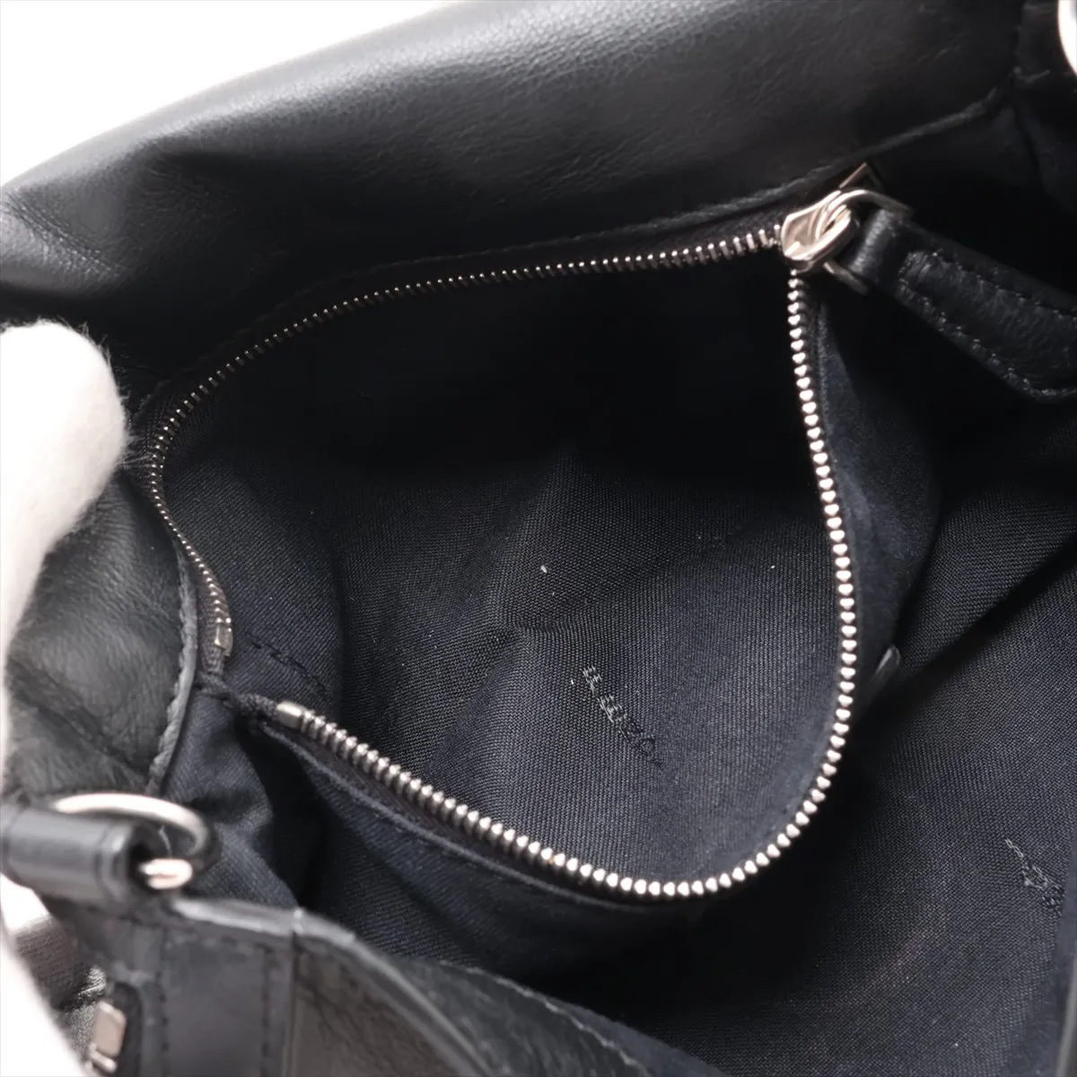 Zucca 7M0299 Leather Shoulder Bag, Black — view 7